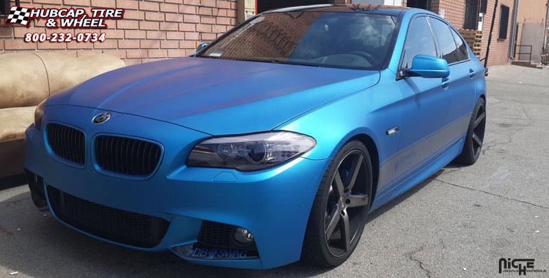 vehicle gallery/bmw 535i m niche milan m134 20x85  Black & Machined with Dark Tint wheels and rims