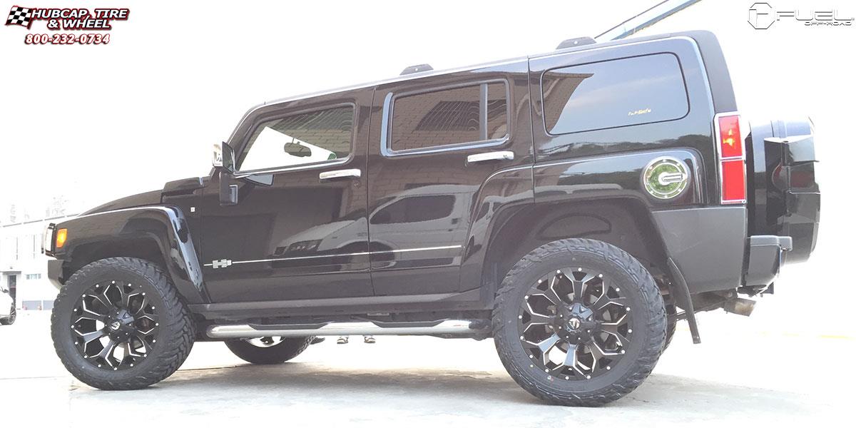 vehicle gallery/hummer h3 fuel assault d546 20X10  Black & Milled wheels and rims
