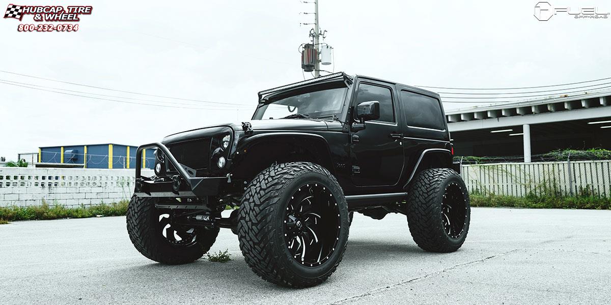 vehicle gallery/jeep wrangler fuel cleaver d239 24X14  Gloss Black & Milled wheels and rims