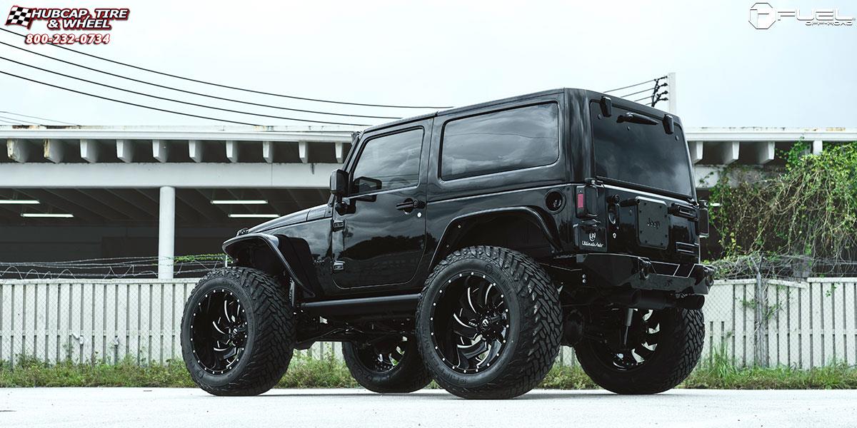 vehicle gallery/jeep wrangler fuel cleaver d239 24X14  Gloss Black & Milled wheels and rims