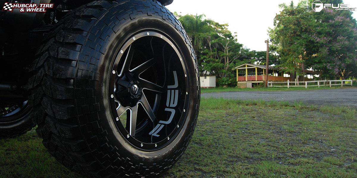 vehicle gallery/toyota fj cruiser fuel renegade d265 22X14  Black & milled center, gloss black outer wheels and rims