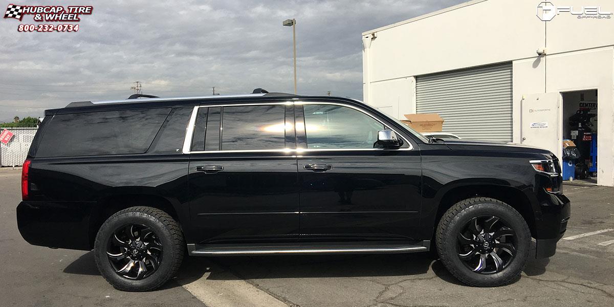 vehicle gallery/chevrolet suburban fuel stryker d571 20X9  Gloss Black & Milled wheels and rims
