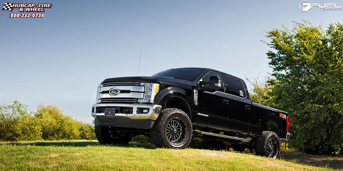vehicle gallery/ford f 250 super duty fuel titan d588 20X10  Black & Milled wheels and rims