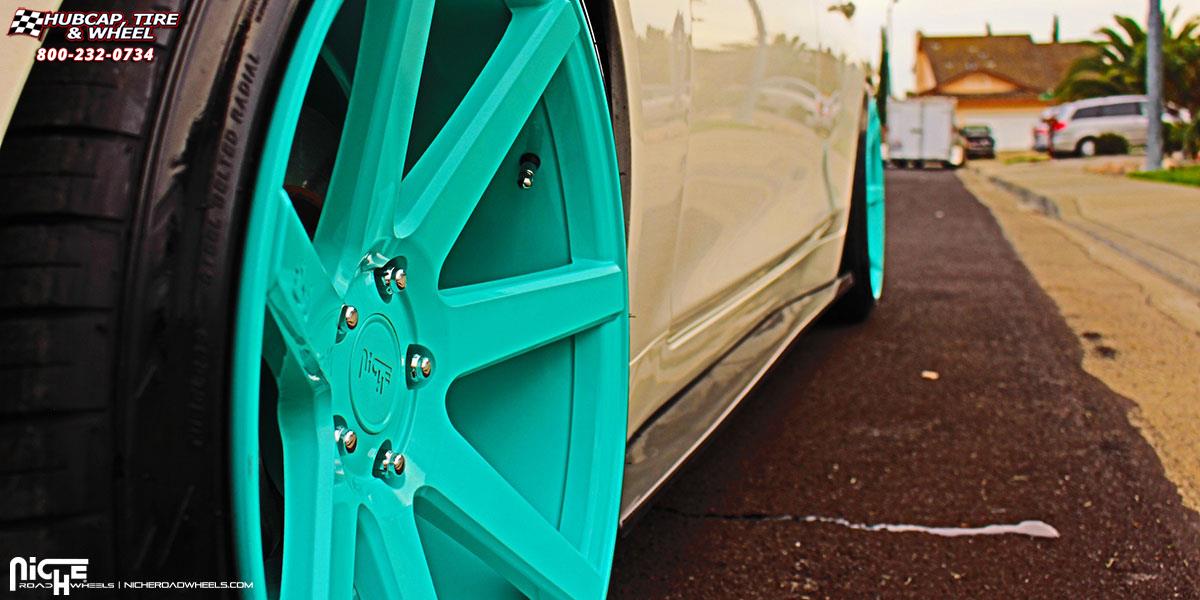 vehicle gallery/infiniti q50 niche verona m151 20x10  custom green wheels and rims