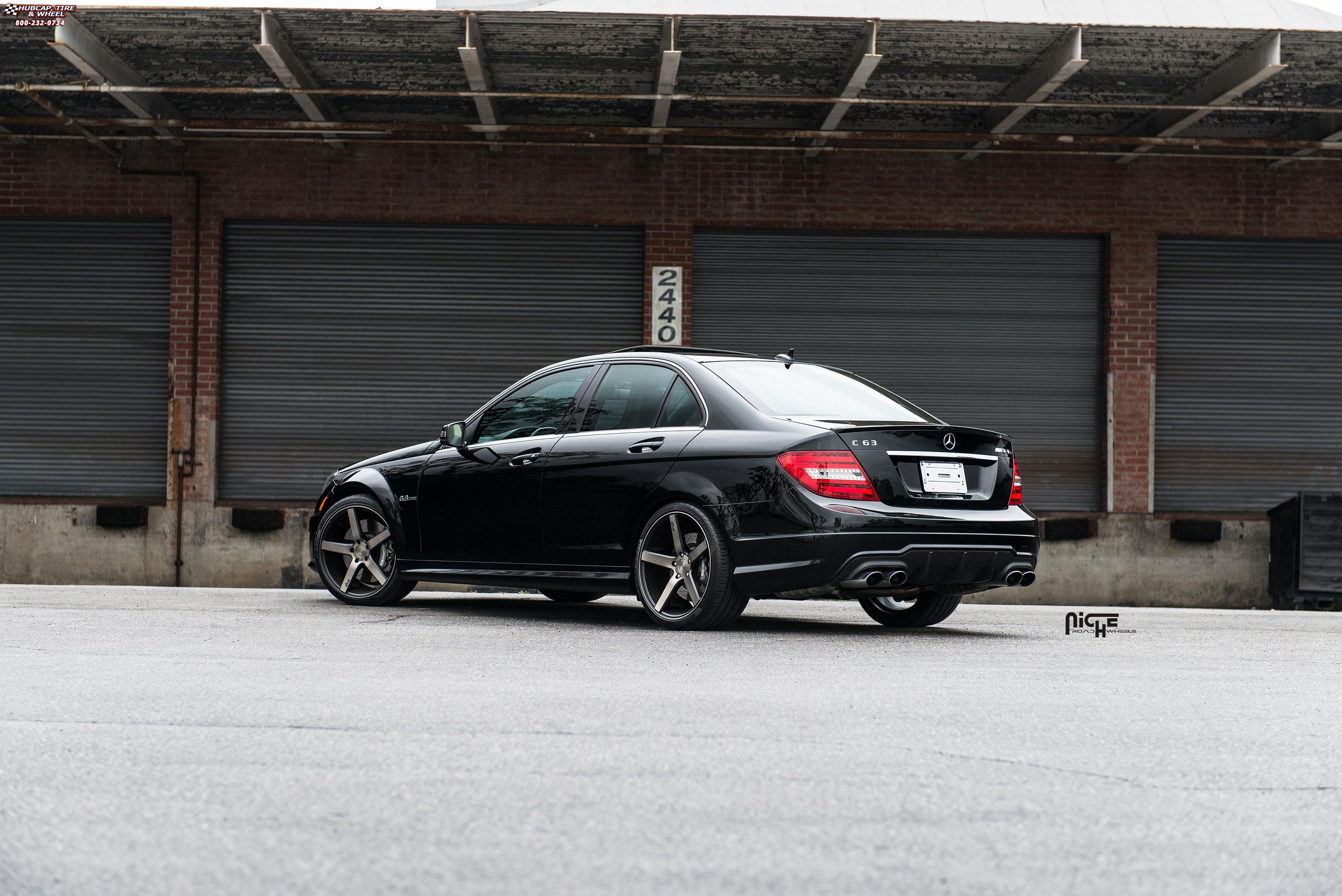 vehicle gallery/mercedes benz c 63 niche milan m134  Black & Machined with Dark Tint wheels and rims