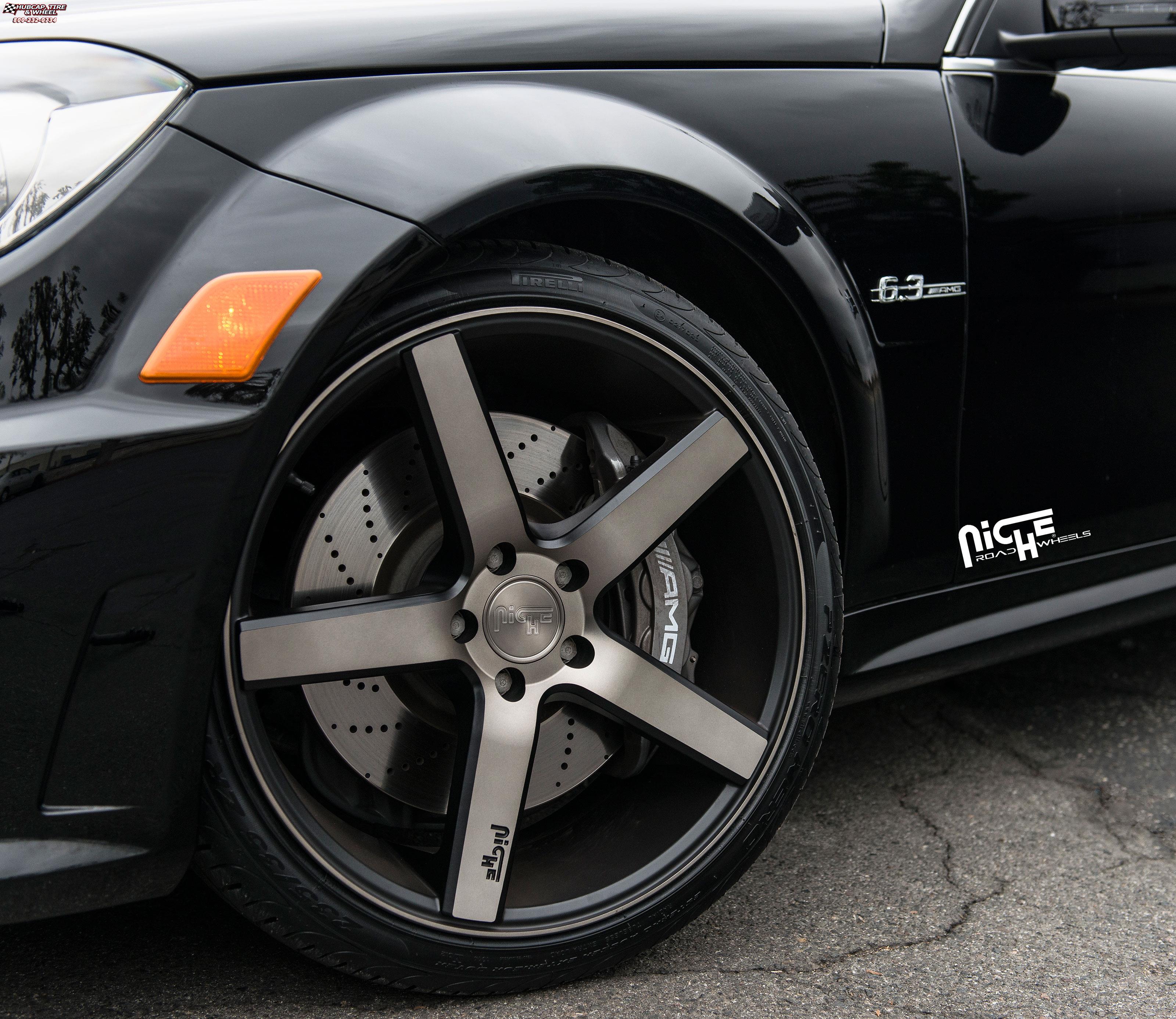 vehicle gallery/mercedes benz c 63 niche milan m134  Black & Machined with Dark Tint wheels and rims