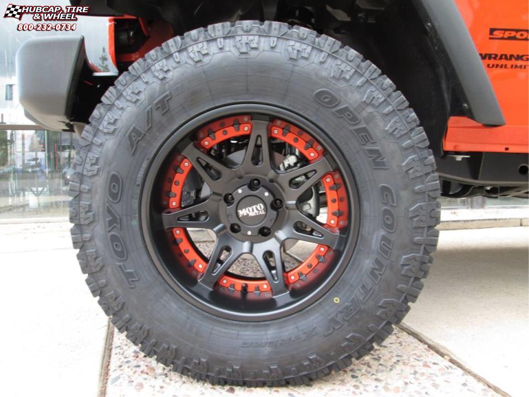 vehicle gallery/jeep wrangler moto metal mo961  Satin Black Red Insert wheels and rims