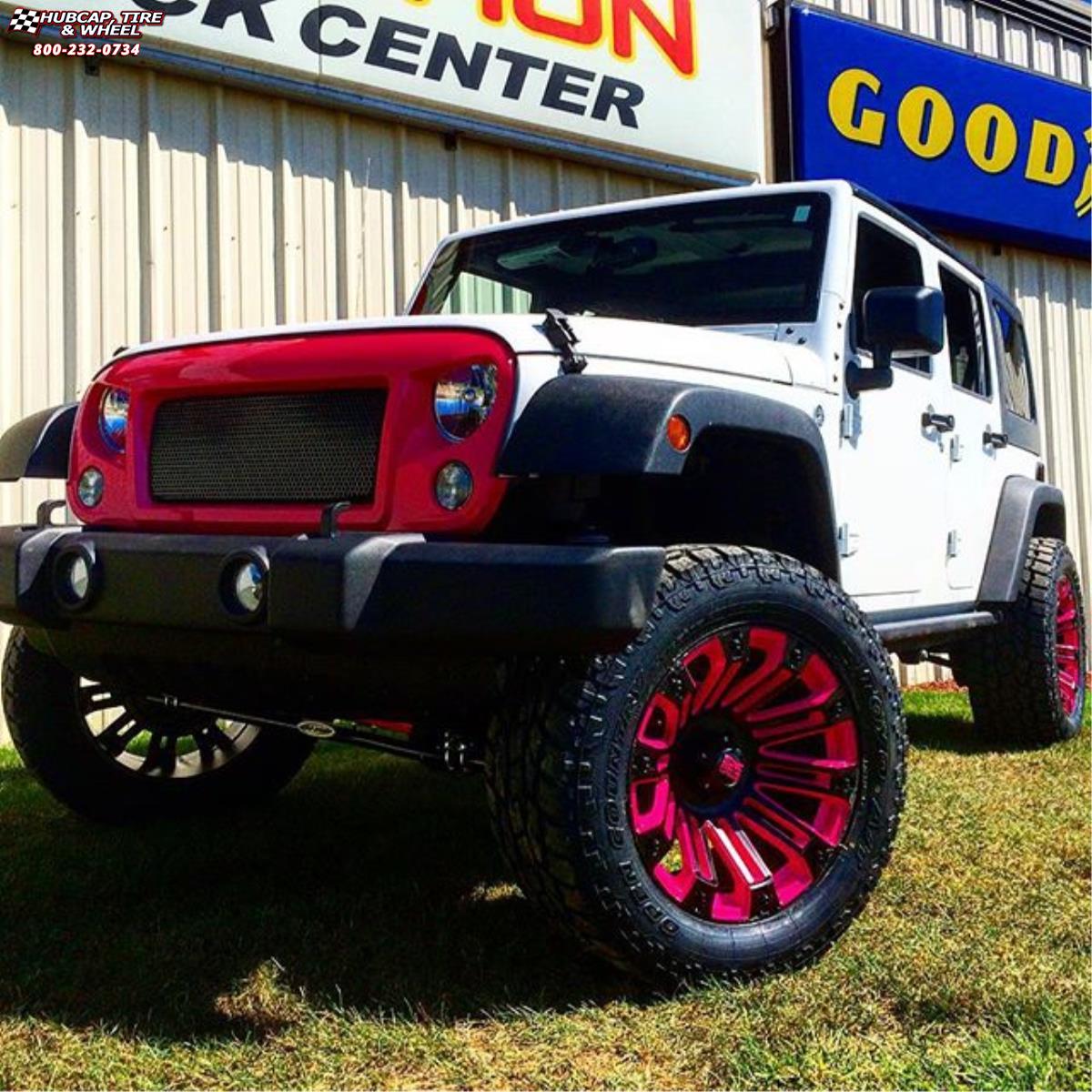 vehicle gallery/jeep wrangler xd series xd810 brigade  Black Pink wheels and rims