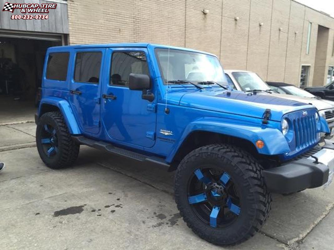 Jeep Wrangler XD Series XD811 Rockstar 2 Satin Black Blue Inserts