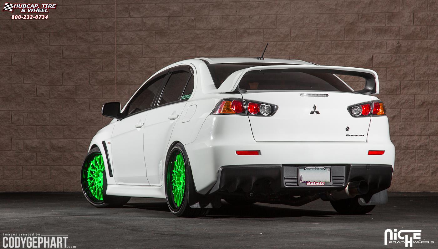 vehicle gallery/mitsubishi evolution x niche citrine h79 20x105 Brushed with Chrome Lip wheels and rims