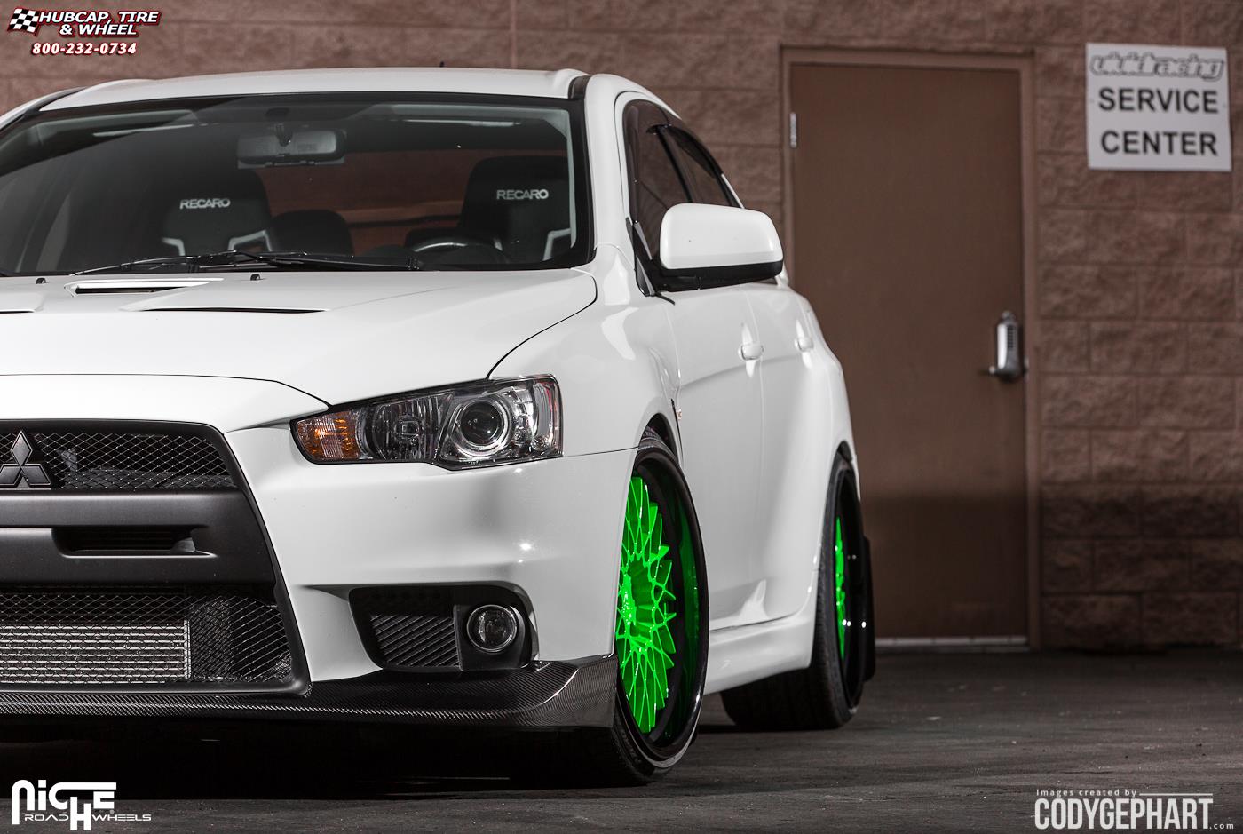 vehicle gallery/mitsubishi evolution x niche citrine h79 20x105 Brushed with Chrome Lip wheels and rims