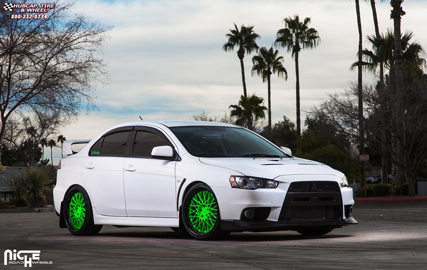 vehicle gallery/mitsubishi evolution x niche citrine h79 20x105 Brushed with Chrome Lip wheels and rims