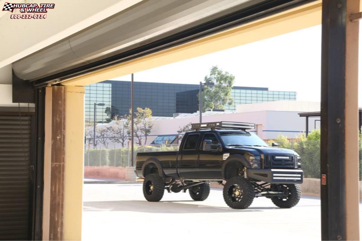 vehicle gallery/ford f250 moto metal mo977 link  Satin Black Gold Center wheels and rims
