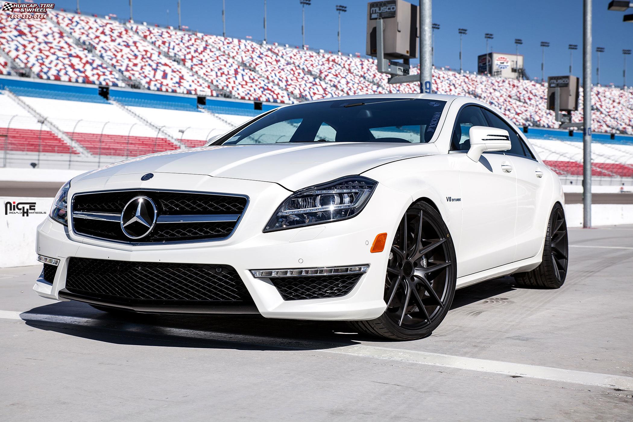 vehicle gallery/mercedes benz cls niche targa m130  Black & Machined with Dark Tint wheels and rims