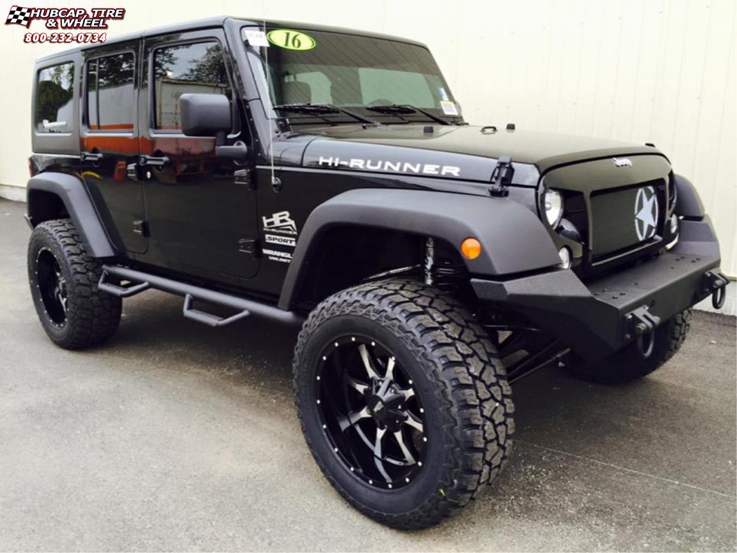 vehicle gallery/jeep wrangler moto metal mo970  Gloss Black Machined Face wheels and rims