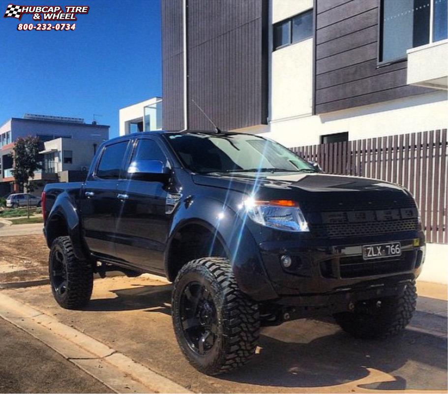 vehicle gallery/ford ranger wildtrak xd series xd811 rockstar 2  Satin Black and Black Inserts wheels and rims