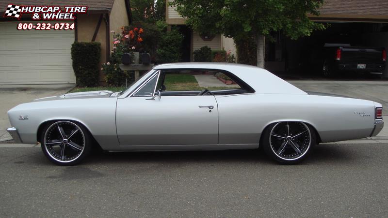 vehicle gallery/chevrolet chevelle us mags cobra u419 0X0  Black Machined with Chrome Lip wheels and rims