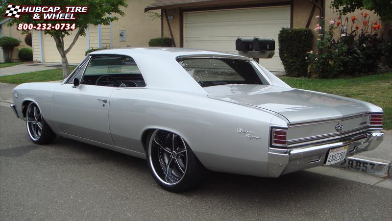 vehicle gallery/chevrolet chevelle us mags cobra u419 0X0  Black Machined with Chrome Lip wheels and rims