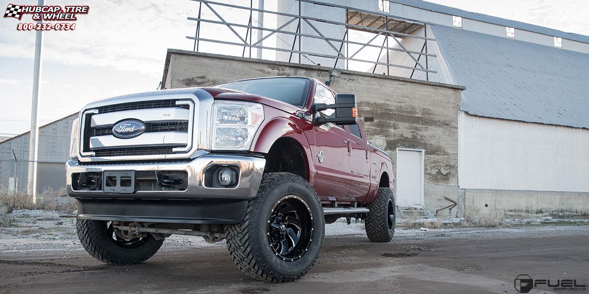 vehicle gallery/ford f 250 super duty fuel cleaver d239 20X12  Gloss Black & Milled wheels and rims