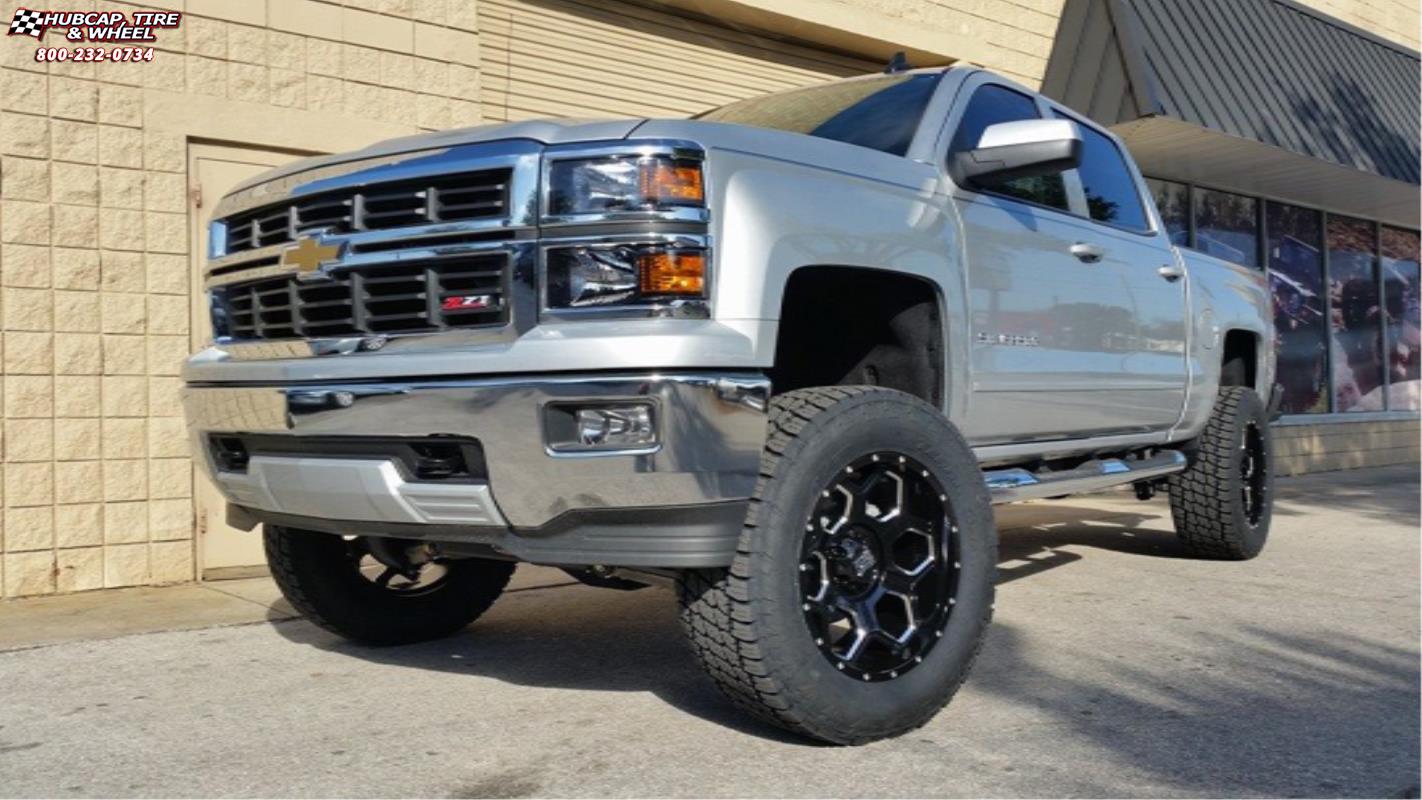 vehicle gallery/chevrolet silverado 1500 xd series xd813 battalion  Gloss Black Milled wheels and rims