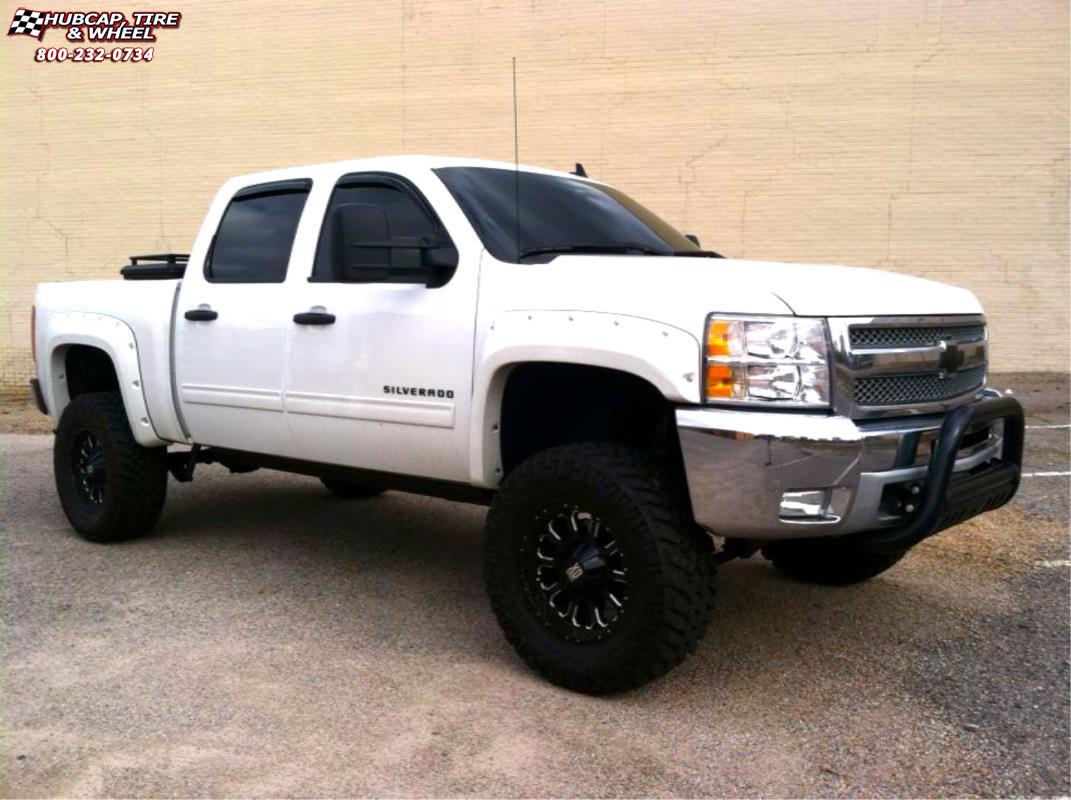 vehicle gallery/chevrolet silverado 1500 xd series xd806 bomb x  Gloss Black Milled wheels and rims