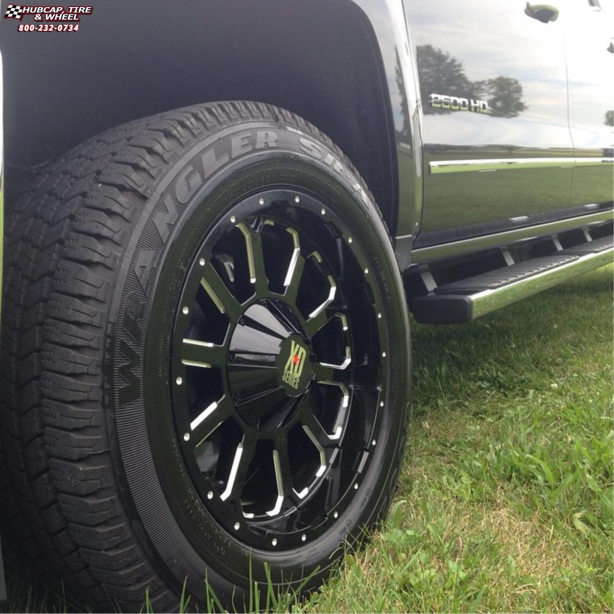 vehicle gallery/chevrolet silverado 2500 hd xd series xd806 bomb x  Gloss Black Milled wheels and rims