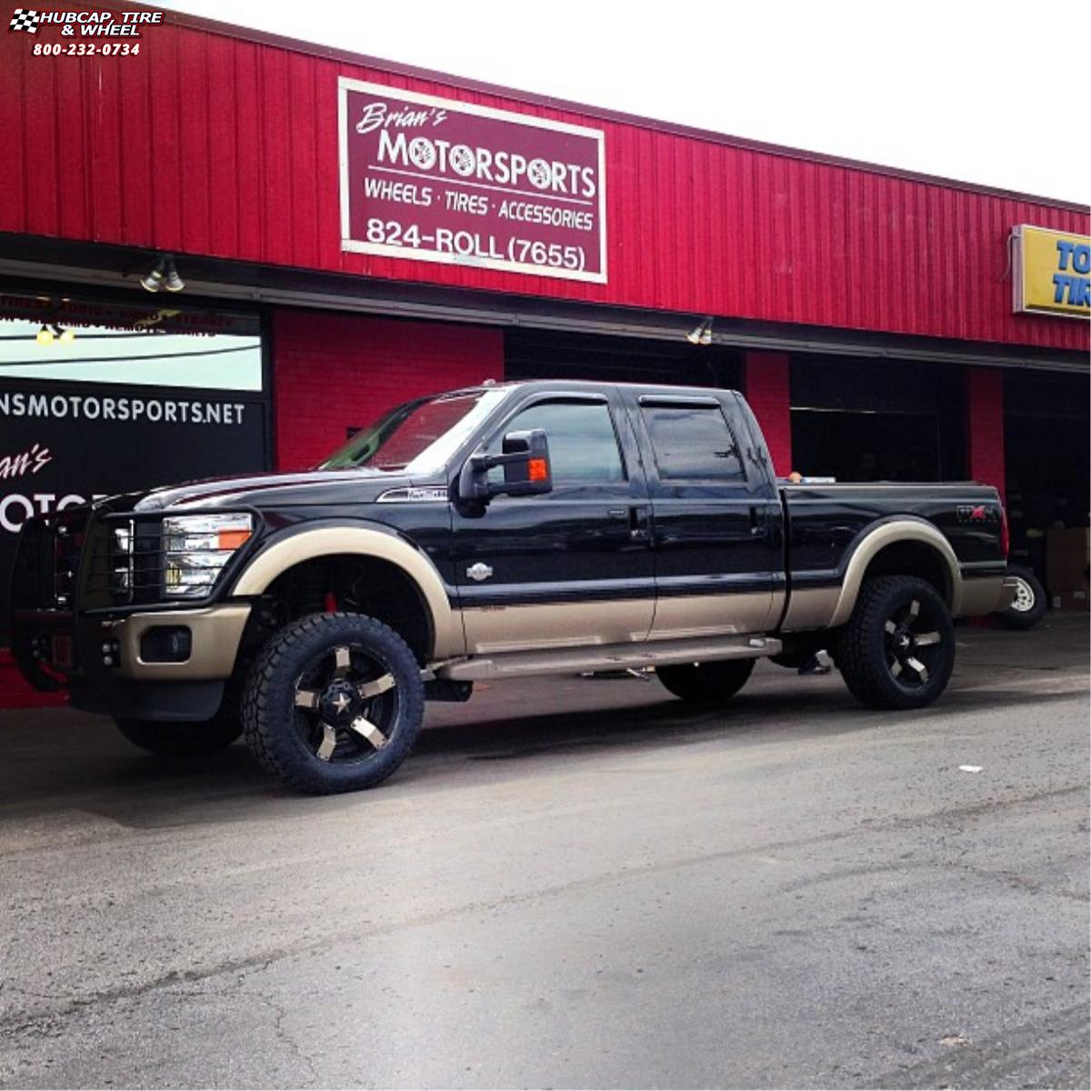 vehicle gallery/ford f 250 xd series xd811 rockstar 2  Satin Black Gold Inserts wheels and rims