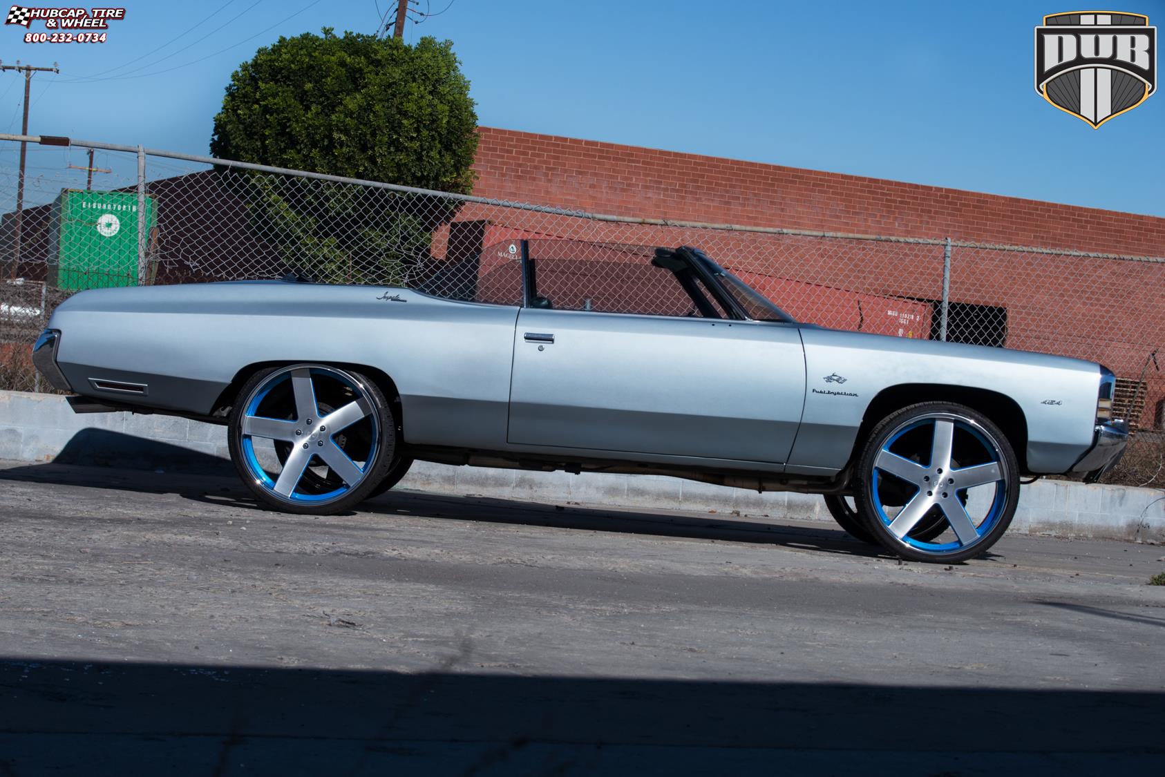 vehicle gallery/chevrolet impala dub x84 baller 26X9  Brushed face w/ blue windows. chrone lip wheels and rims