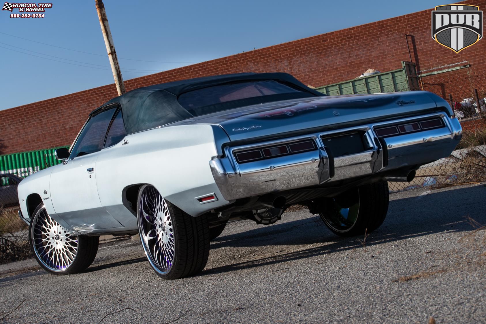 vehicle gallery/chevrolet impala dub x90 salante 26X9  Brushed w/ purple windows, chrome lip wheels and rims