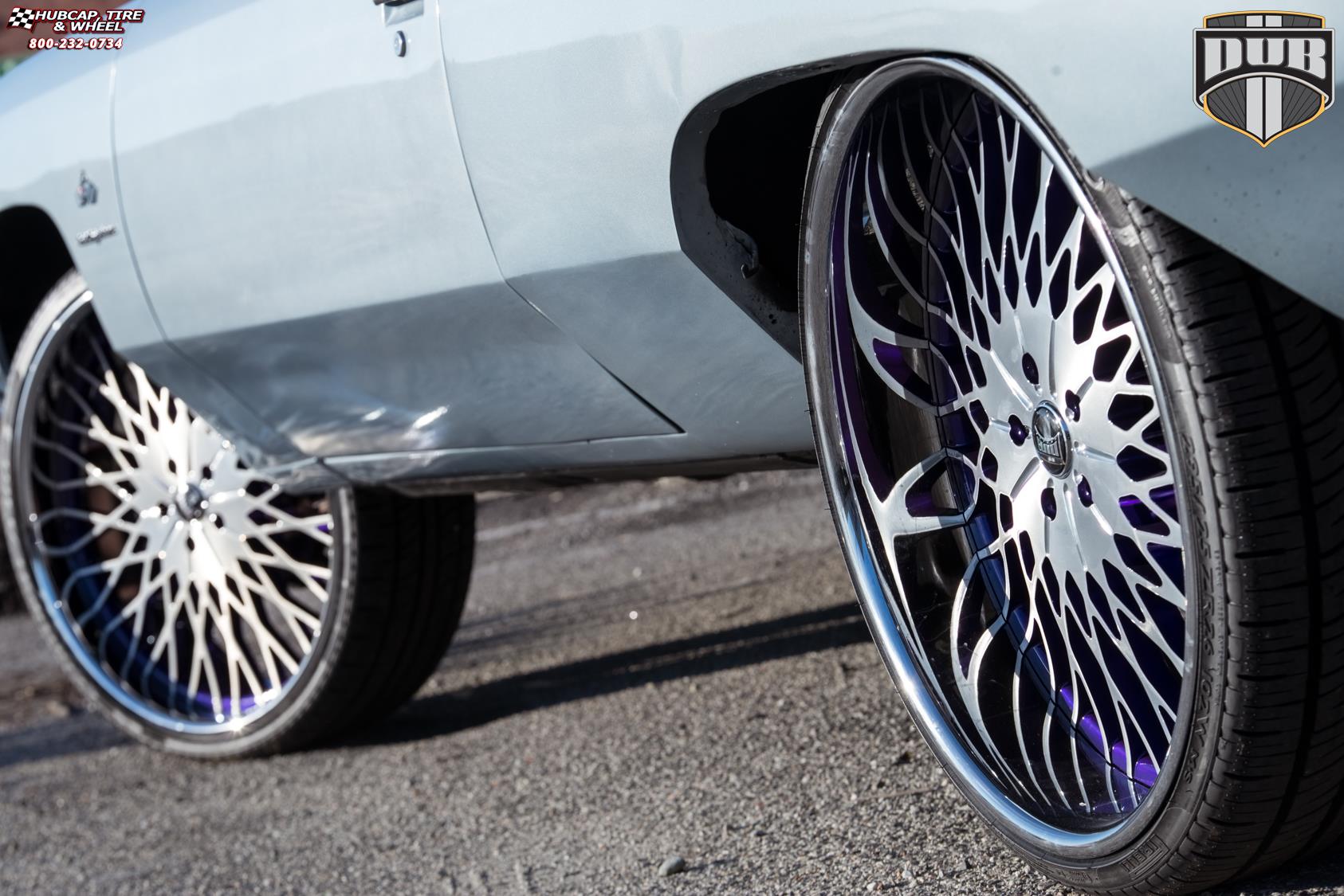 vehicle gallery/chevrolet impala dub x90 salante 26X9  Brushed w/ purple windows, chrome lip wheels and rims