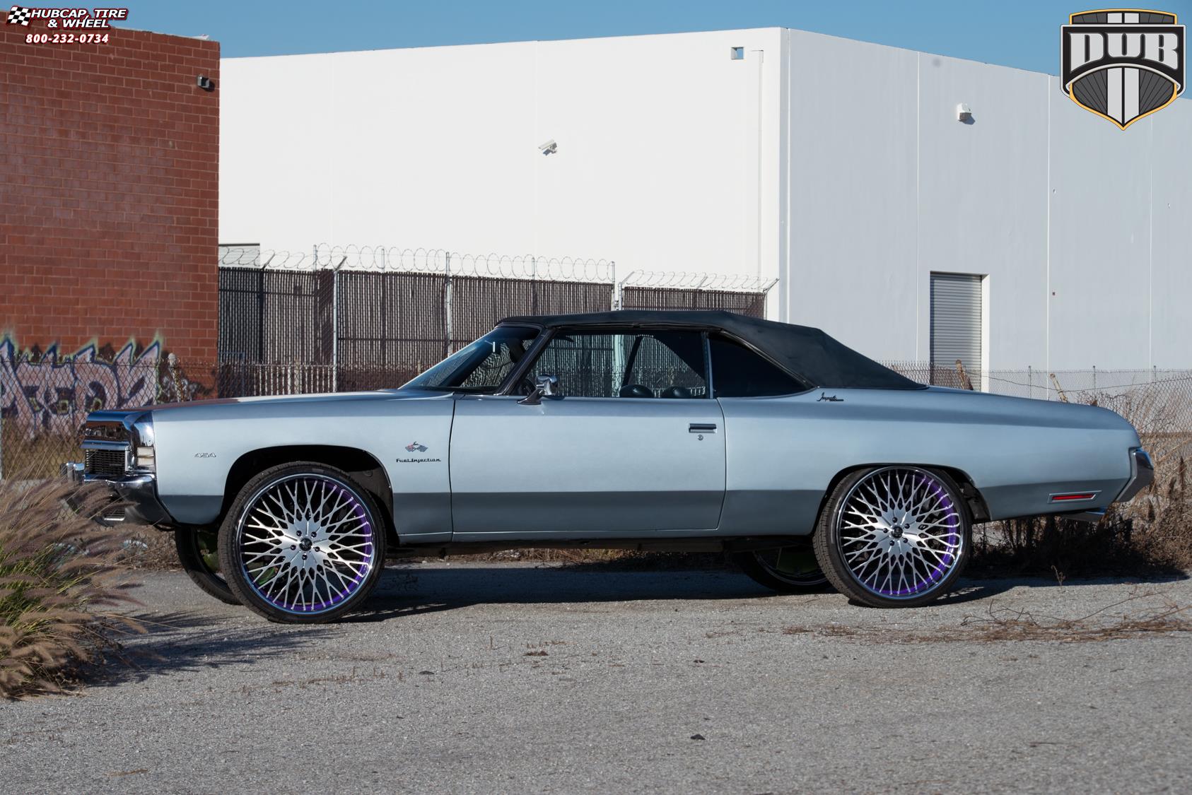 vehicle gallery/chevrolet impala dub x90 salante 26X9  Brushed w/ purple windows, chrome lip wheels and rims