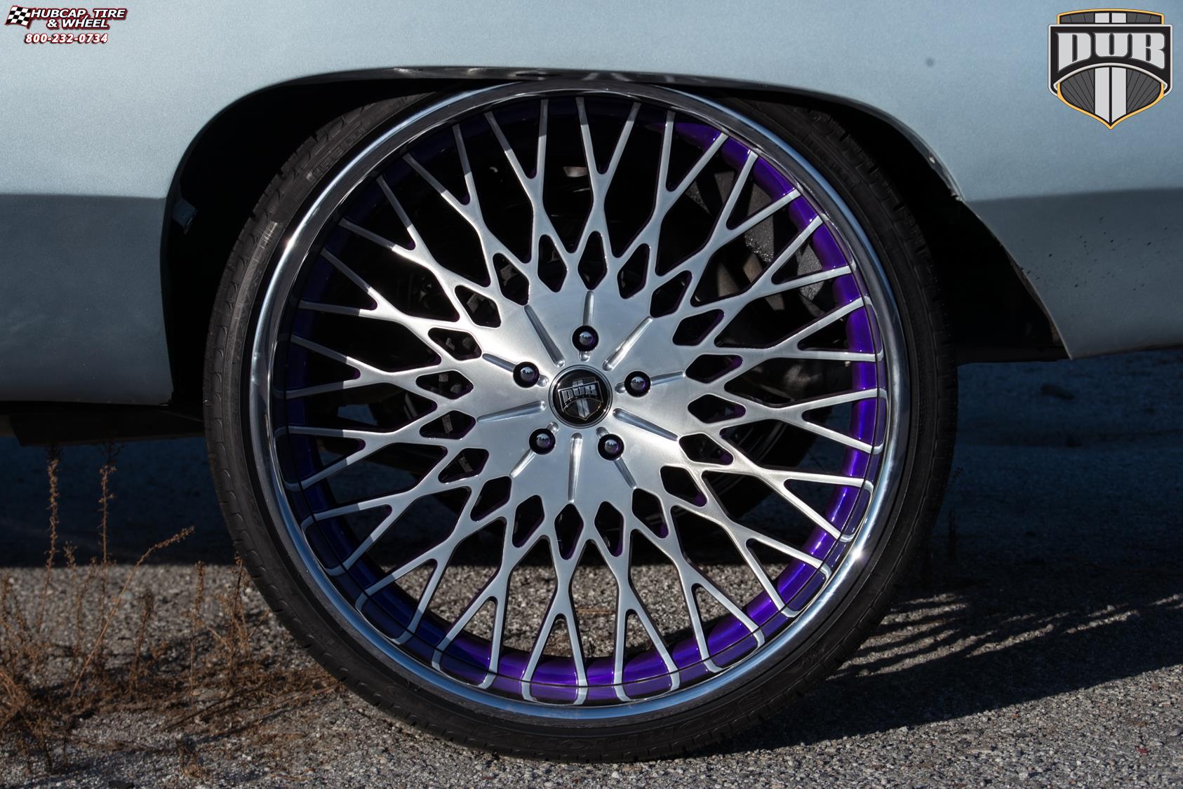 vehicle gallery/chevrolet impala dub x90 salante 26X9  Brushed w/ purple windows, chrome lip wheels and rims