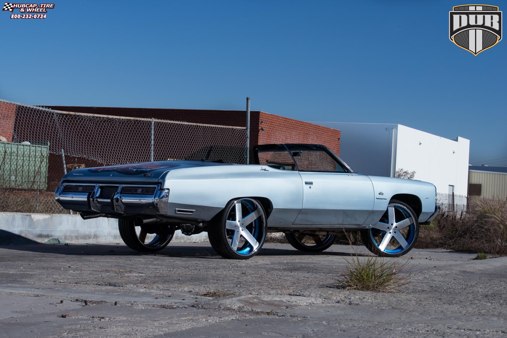vehicle gallery/chevrolet impala dub x84 baller 26X9  Brushed face w/ blue windows. chrone lip wheels and rims