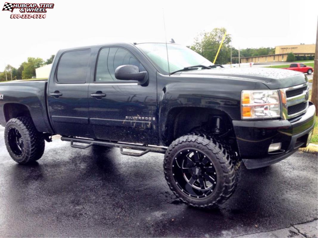 vehicle gallery/chevrolet silverado 1500 moto metal mo962  Gloss Black & Milled wheels and rims
