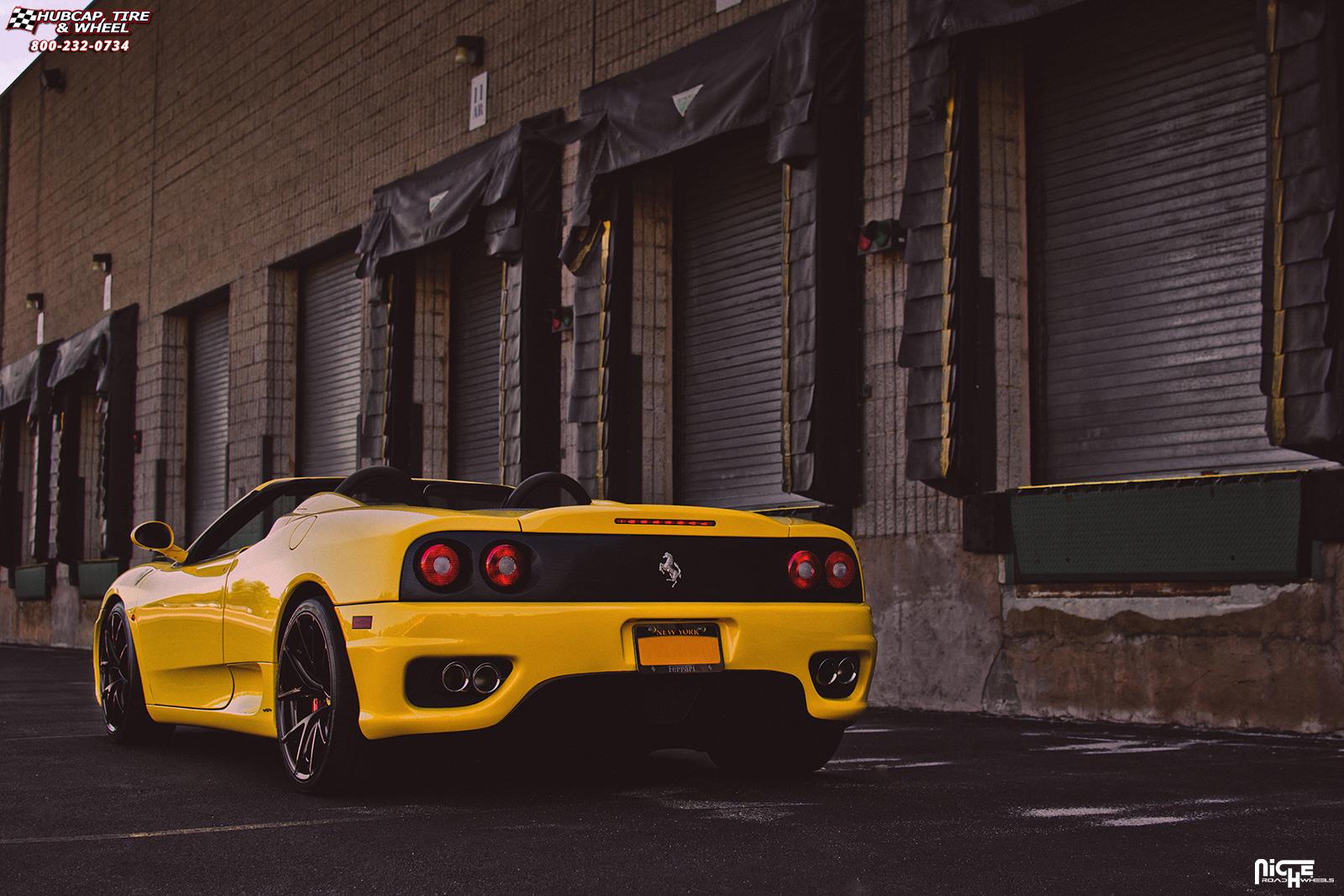 vehicle gallery/ferrari 360 modena spyder niche misano 19x85  Gloss Black wheels and rims