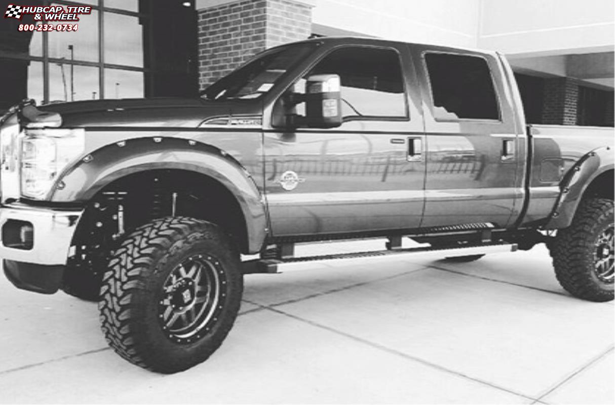 vehicle gallery/ford f 250 xd series xd128 machete x  Satin Black Machined wheels and rims
