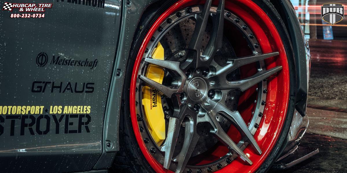 vehicle gallery/ferrari 458 dub xa40 attack 5 20X9 Brushed, DDT | Red Hoop wheels and rims