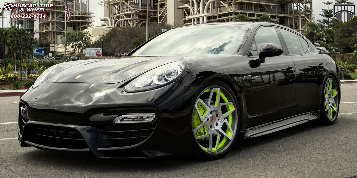 vehicle gallery/porsche panamera dub x80 game on 22X9  Brushed Face Energy Green Windows | Gloss Single Dark Tint Lip wheels and rims