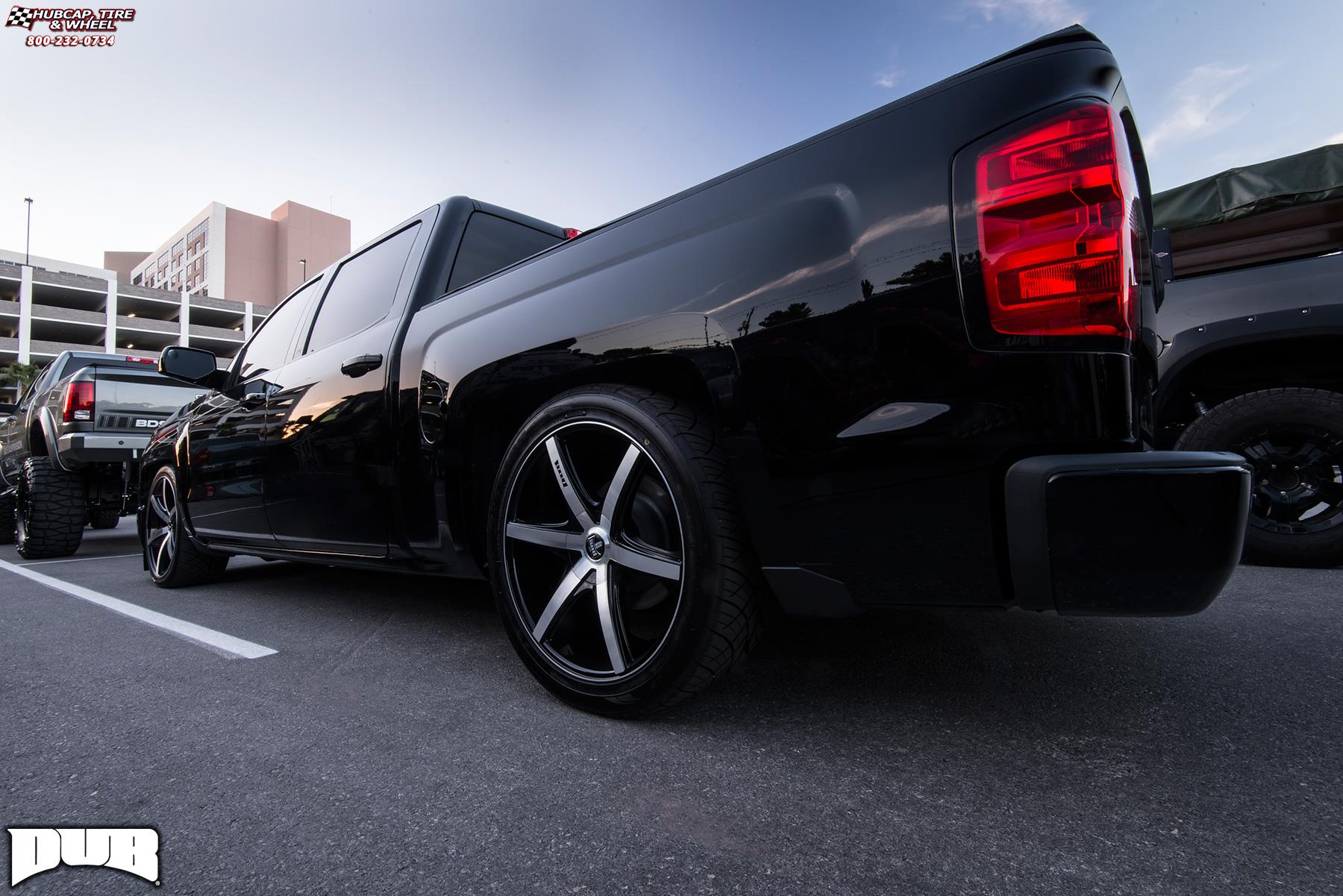 vehicle gallery/chevrolet silverado 1500 dub rio 6 s113 24X9.5  Black & Machined wheels and rims