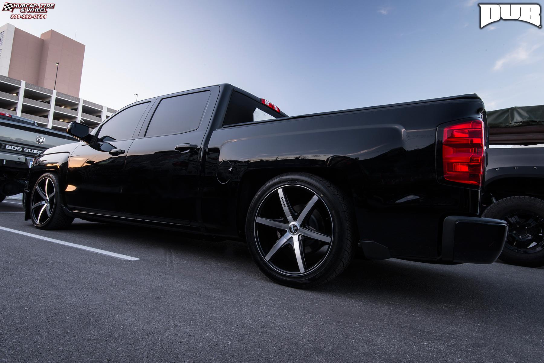 vehicle gallery/chevrolet silverado 1500 dub rio 6 s113 24X9.5  Black & Machined wheels and rims