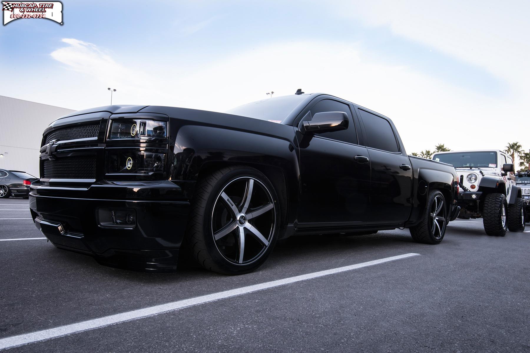vehicle gallery/chevrolet silverado 1500 dub rio 6 s113 24X9.5  Black & Machined wheels and rims