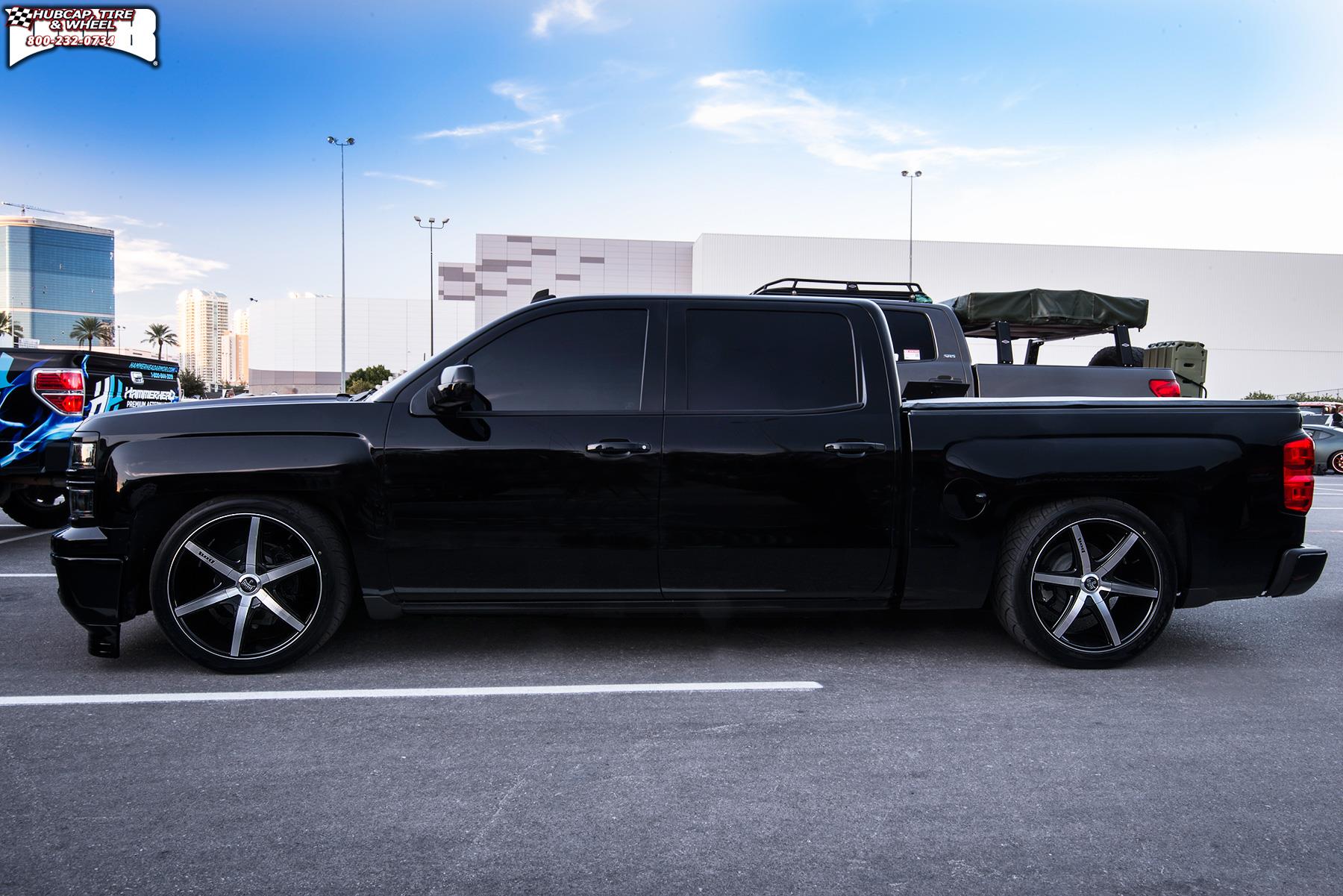vehicle gallery/chevrolet silverado 1500 dub rio 6 s113 24X9.5  Black & Machined wheels and rims