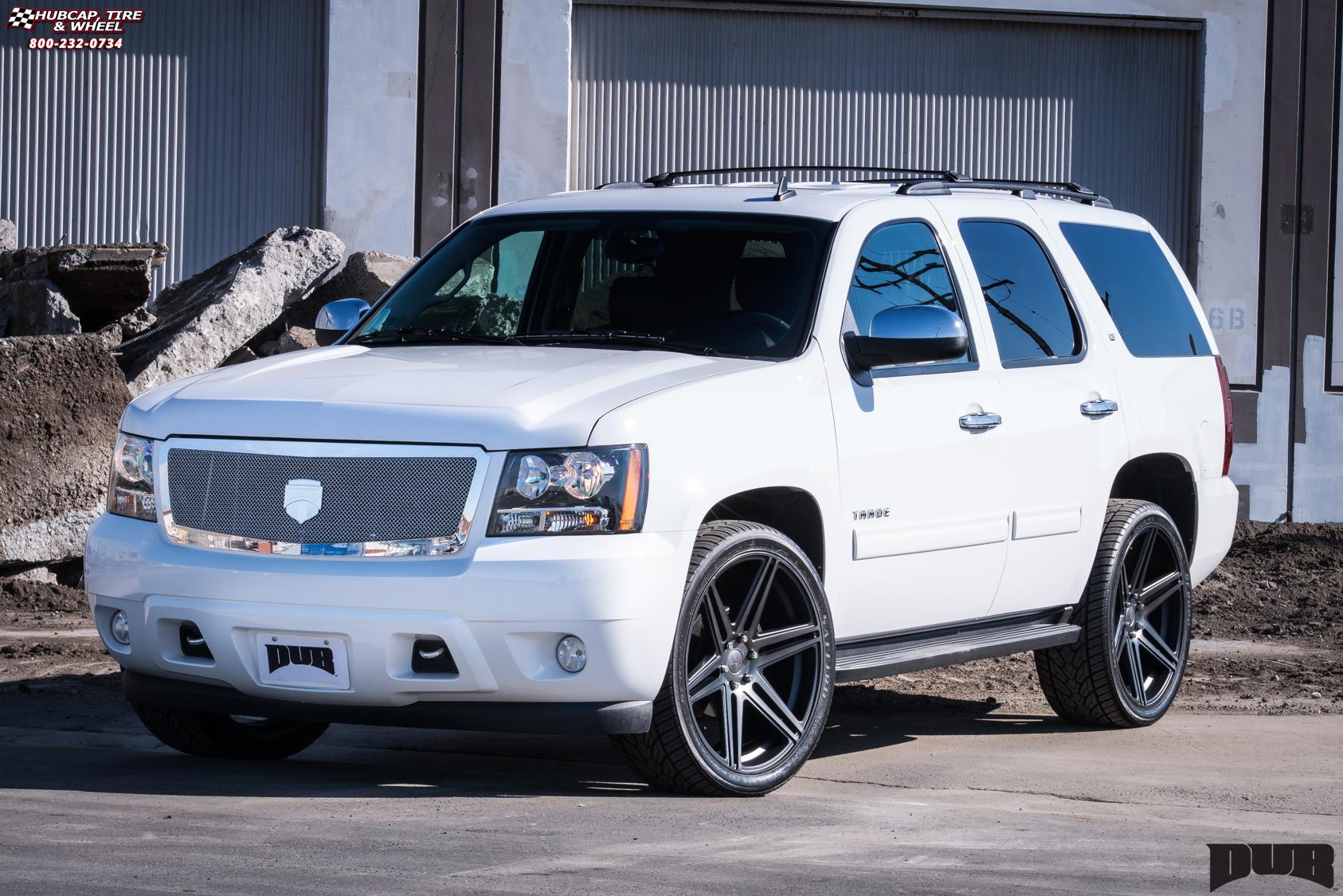 vehicle gallery/chevrolet tahoe dub skillz s123 24X10  Black & Machined with Dark Tint wheels and rims