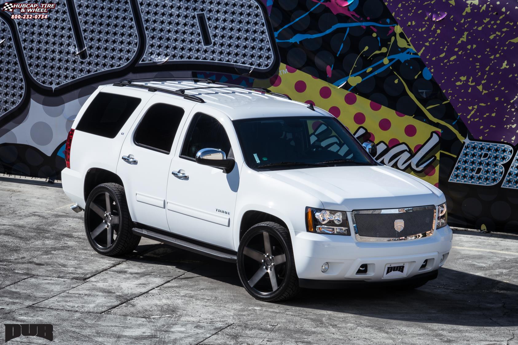 vehicle gallery/chevrolet tahoe dub baller s116 24X10  Black & Machined with Dark Tint wheels and rims