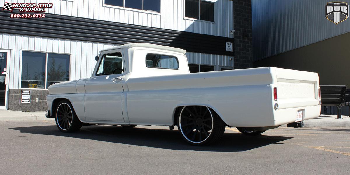 vehicle gallery/chevrolet c10 dub x 39 20X8.5  Matte Black | Polished Lip wheels and rims