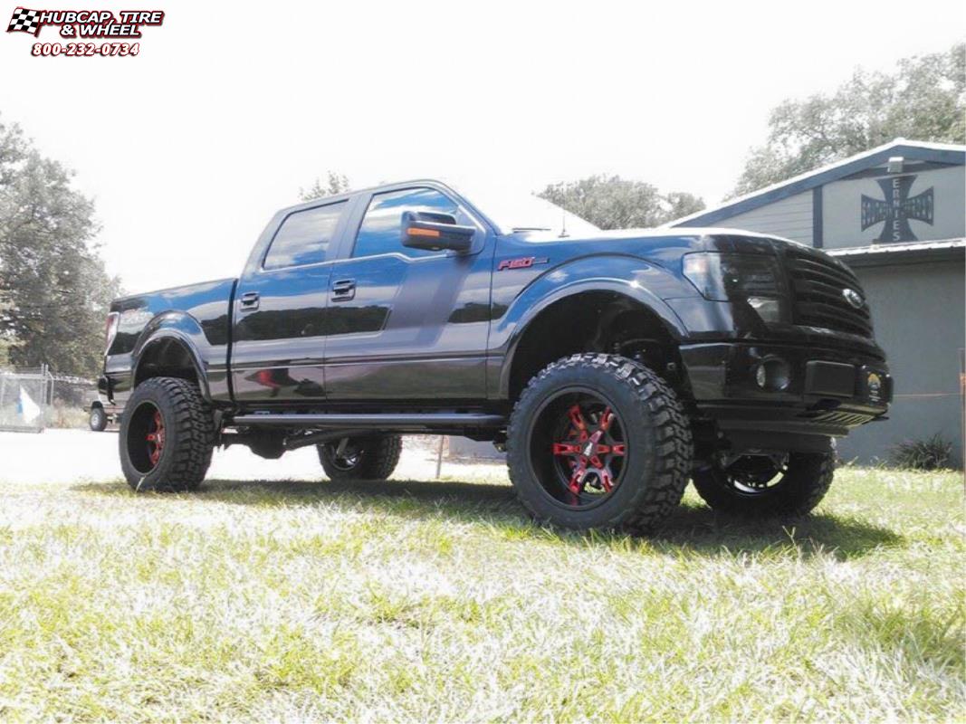 vehicle gallery/ford f 150 moto metal mo969  Satin Black Red Accents wheels and rims