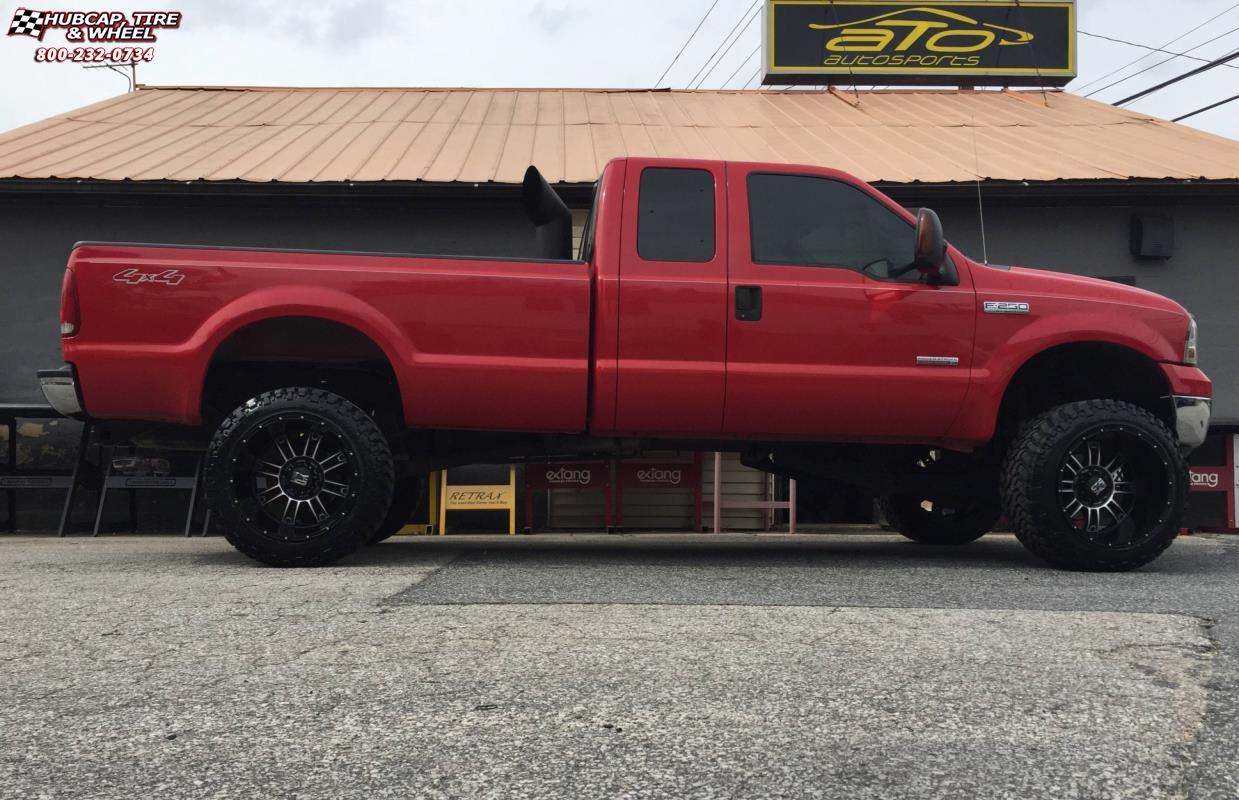 vehicle gallery/ford f 250 xd series xd809 riot x  Matte Black Machined wheels and rims