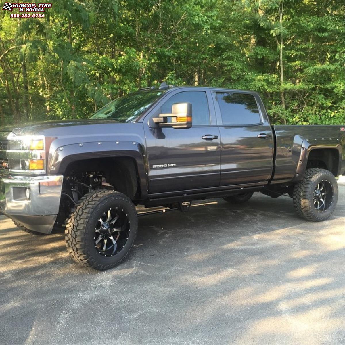 vehicle gallery/chevrolet 2500 moto metal mo970  Gloss Black Machined Face wheels and rims