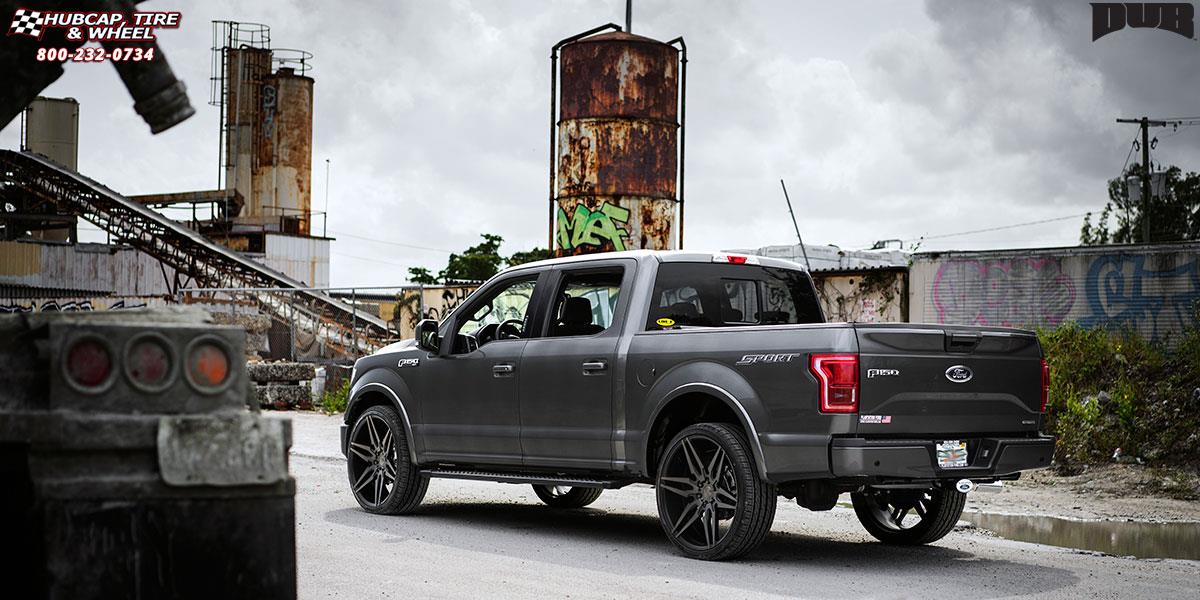 vehicle gallery/ford f 150 dub attack 6 s211 26X10  Black & Machined with Dark Tint wheels and rims