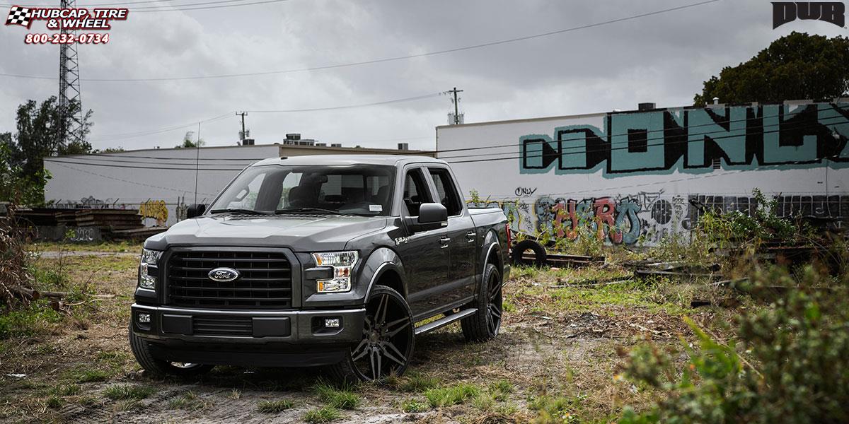 vehicle gallery/ford f 150 dub attack 6 s211 26X10  Black & Machined with Dark Tint wheels and rims